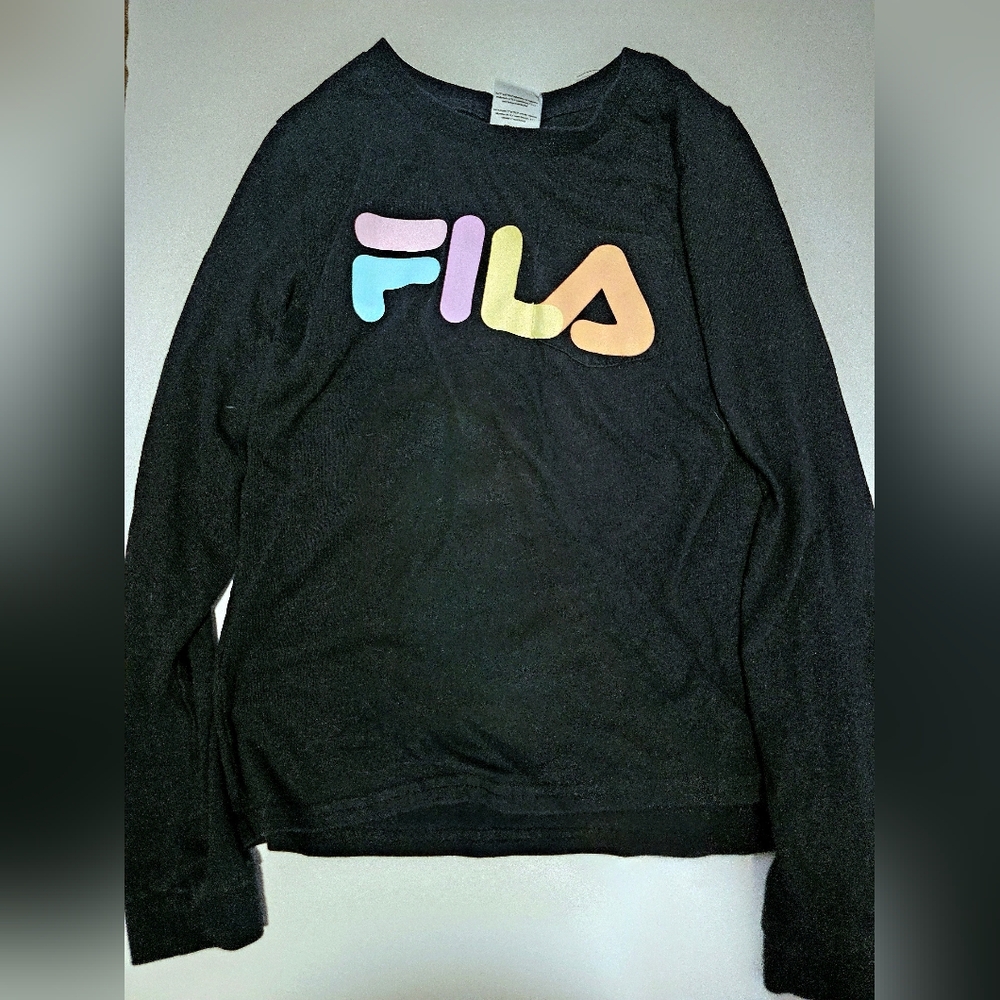 Fila Black Long Sleeve Shirt with Colorful Logo